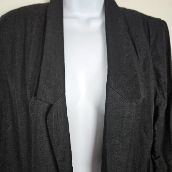 Lauren Conrad Size 12 Womens Black Open-Front Blazer Jacket 3/4 Ruched Sleeves - Picture 3 of 8